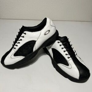 Vintage Oakley Black White Leather Golf Shoes Spiked Sneakers 14002-104 Mens 10